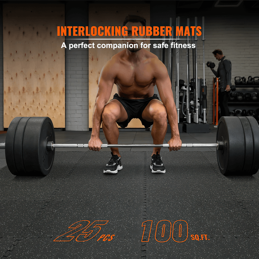 Man deadlifting on heavy-duty EVA foam rubber gym mats, showing stability and durability for weightlifting. Perfect home gym flooring.